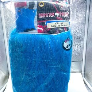 NWT Monster High Clawsome Furry Leg Warmers Blue Fuzzy Halloween New